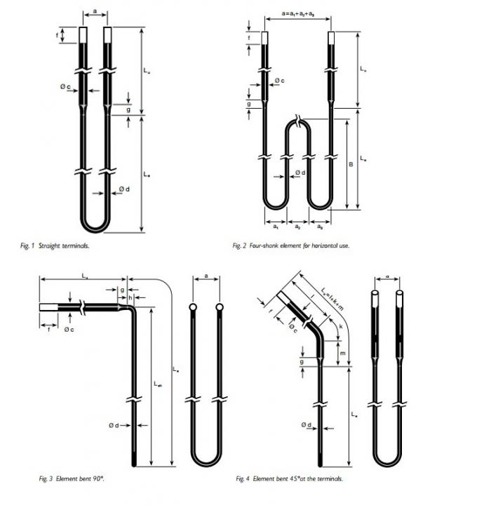 Disilícido de molibdeno Elementos eléctricos de calefacción recta U W Tipo Mosi2 Calentador para horno 1